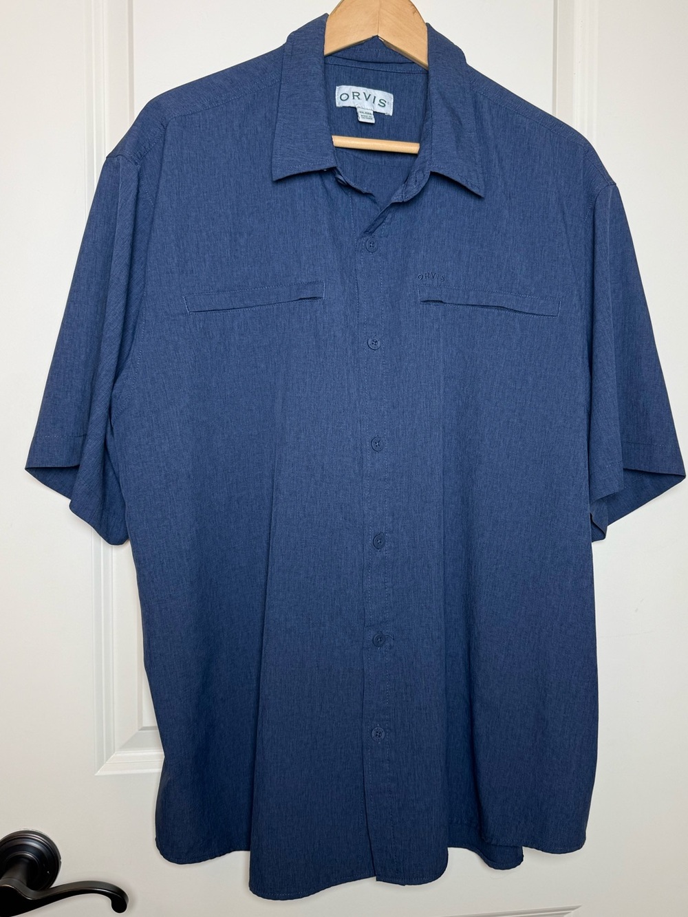 ORVIS Blue Short Sleeve Tech Utility Trail Fishing Shirt Men's XXL Gorpcore Hike